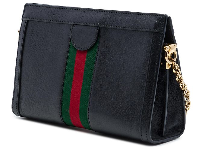 Gucci Borsa a Tracolla Ophidia con Catena in Pelle di Vitello Nera Small Nero - vista 2