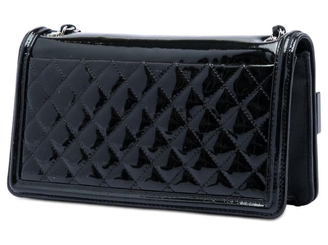 Chanel Boy Brick Horizontal Flap in vernice nera e acrilico a righe Rosa - vista 2