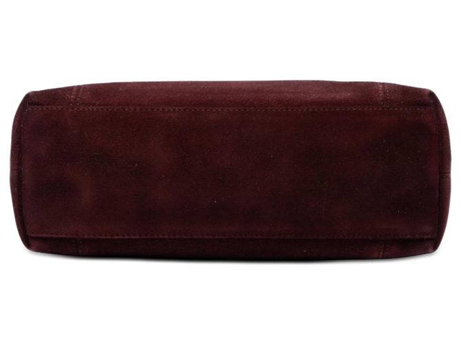 Borsa Tote Chanel in camoscio rosso con logo LAX Bordò - vista 3