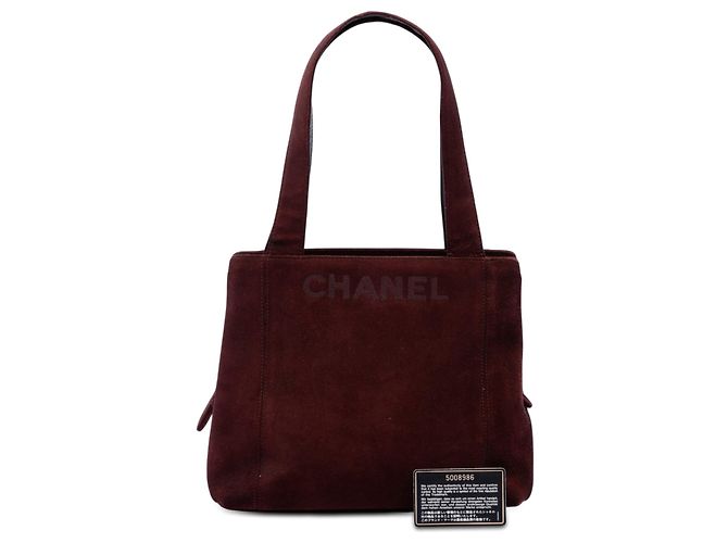 Borsa Tote Chanel in camoscio rosso con logo LAX Bordò - vista 7