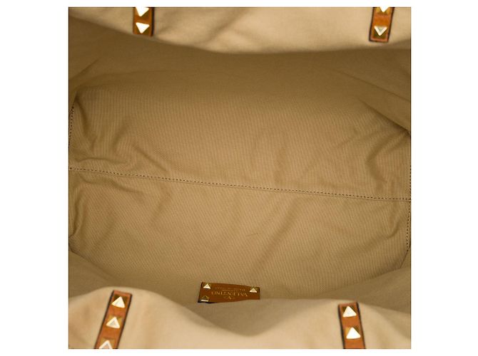 Valentino Rockstud Glam Lace Wendbare Tote aus orangefarbenem Canvas - Ansicht 4