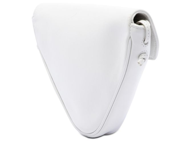 16 Céline Celine Borsa a tracolla Triangle in pelle di vitello liscia bianca con logo Bianco - vista 2