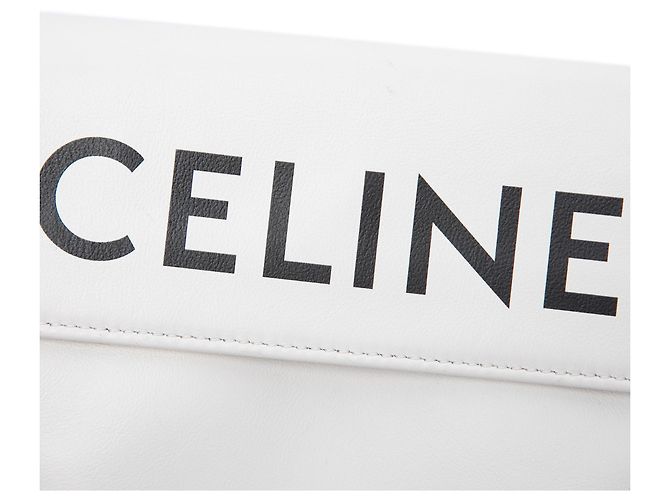 16 Céline Celine Borsa a tracolla Triangle in pelle di vitello liscia bianca con logo Bianco - vista 5
