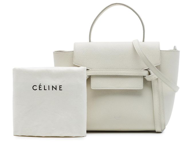 Belt Bag Céline Bolso cinturón Celine Nano de piel de becerro granulada blanca Blanco - vista 7