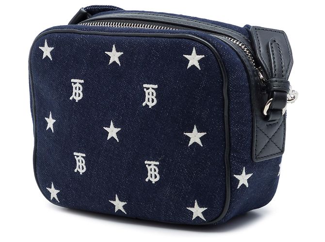 Borsa Camera per bambini Burberry in denim blu con logo TB Star Blu navy - vista 2