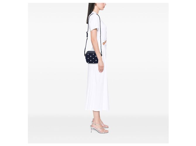 Borsa Camera per bambini Burberry in denim blu con logo TB Star Blu navy - vista 6