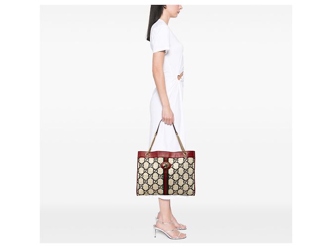 Gucci Rajah Großer GG Tweed Web Tote in Weiß - Ansicht 6