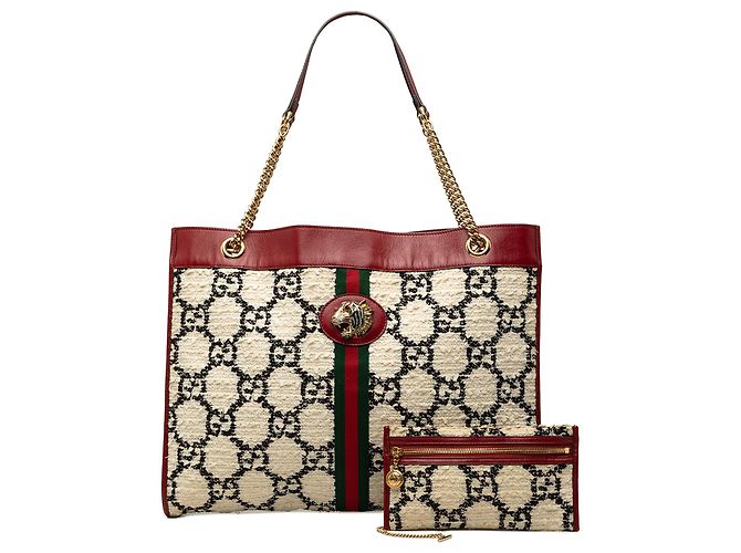 Gucci Rajah Großer GG Tweed Web Tote in Weiß - Ansicht 7