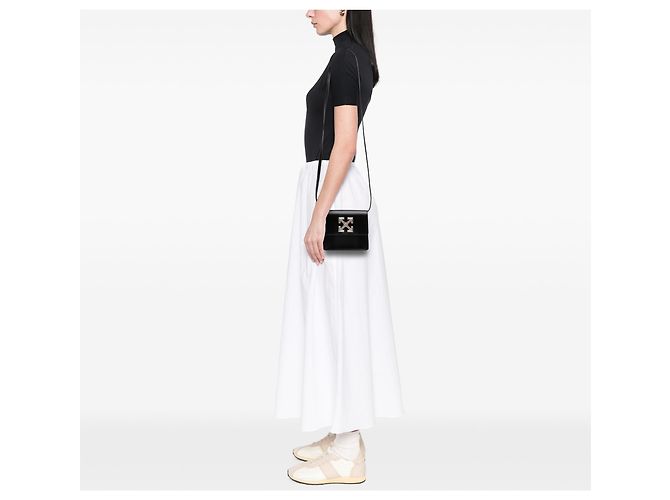 Off White Borsa Jitney 0.7 Off-White in pelle di vitello nera Nero - vista 6