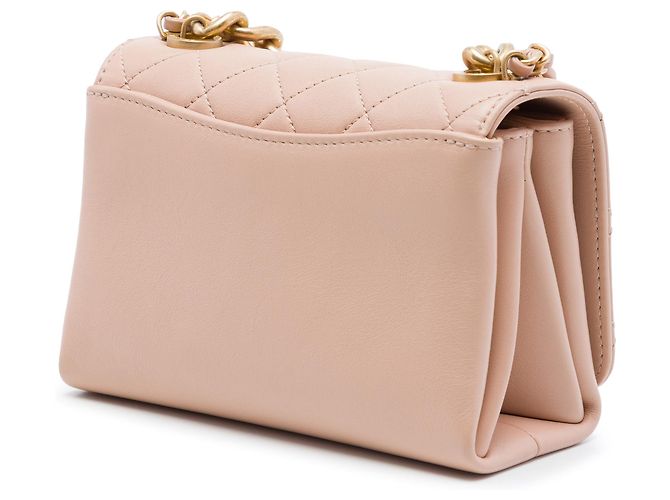Chanel Brown Mini Quilted Calfskin Pearl Boy Chain Flap Marrone Carne - vista 2