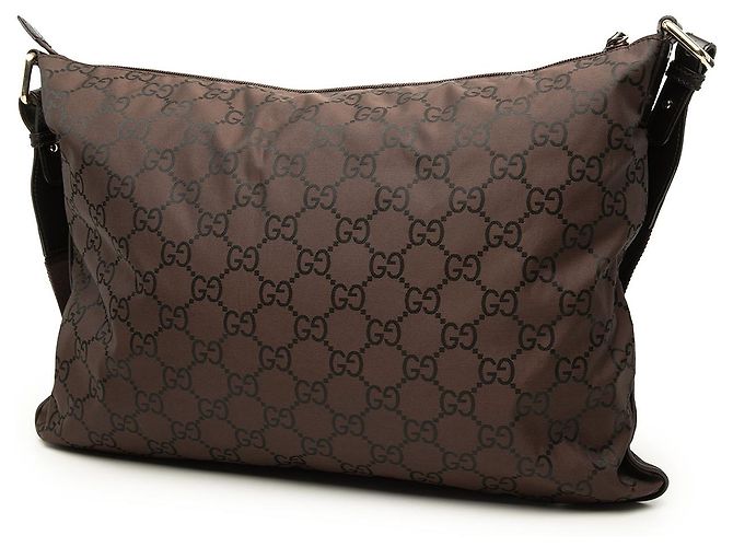 Borsa a tracolla Gucci in nylon GG marrone Marrone scuro - vista 2