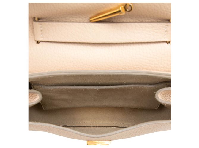 Chloé Mini Borsa a Tracolla Drew in Pelle di Agnello Grana Beige - vista 4