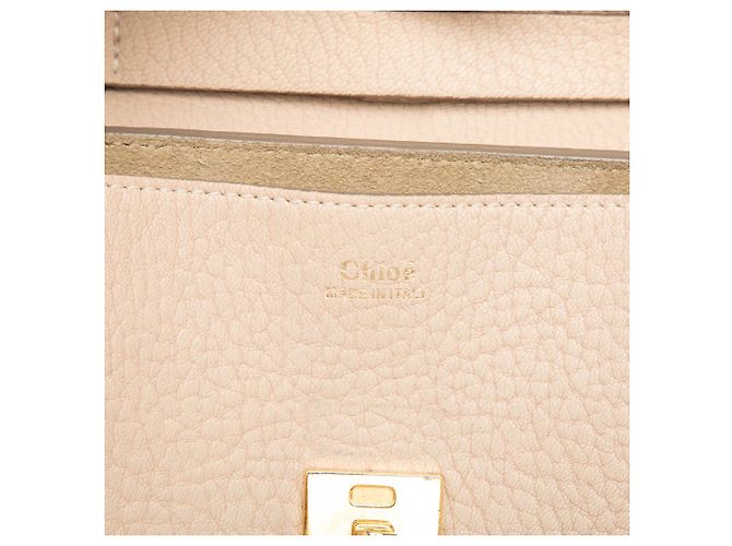 Chloé Mini Borsa a Tracolla Drew in Pelle di Agnello Grana Beige - vista 5