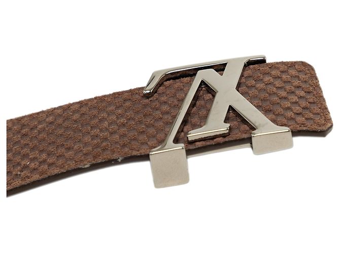 Cinturón reversible Initiales Louis Vuitton Mini Damier de ante marrón Castaño - vista 4