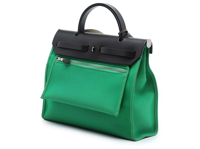 Hermès Green Toile Herbag Zip 31 Grün - Ansicht 2
