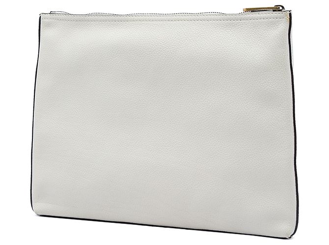 Clutch Portfolio Gucci in pelle di vitello bianca Medium con logo Bianco - vista 2