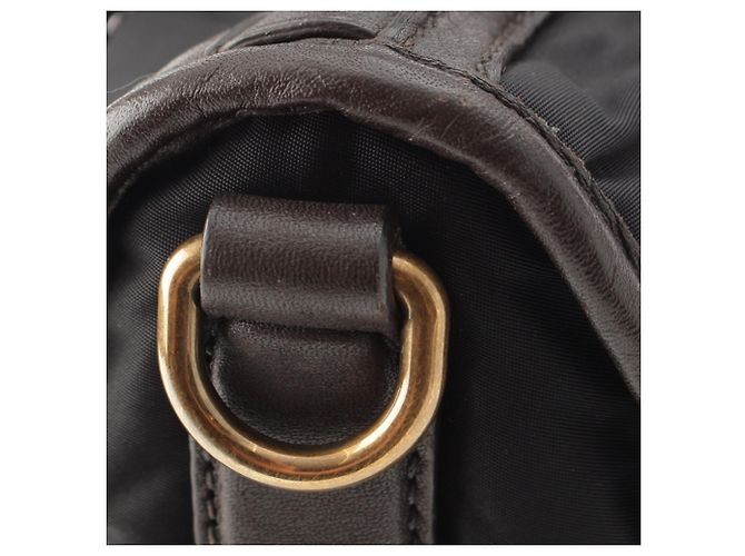Borsa Satchel Prada in Tessuto Canapa Nera con Logo Nero - vista 10