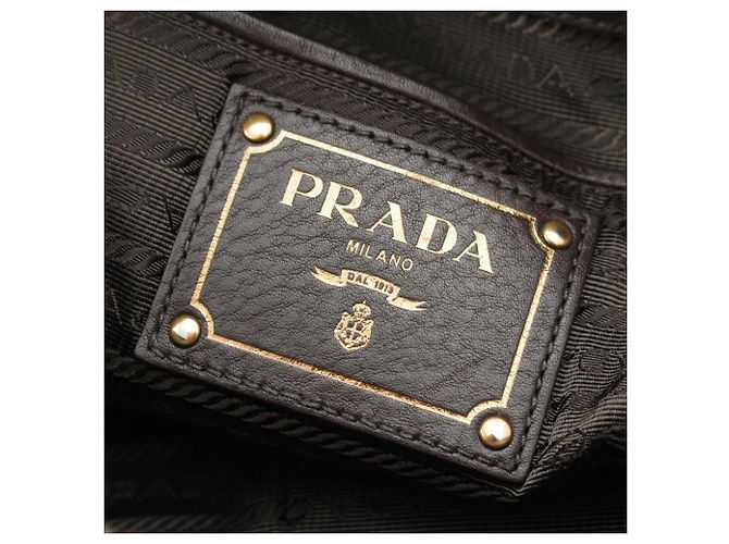 Borsa Satchel Prada in Tessuto Canapa Nera con Logo Nero - vista 7