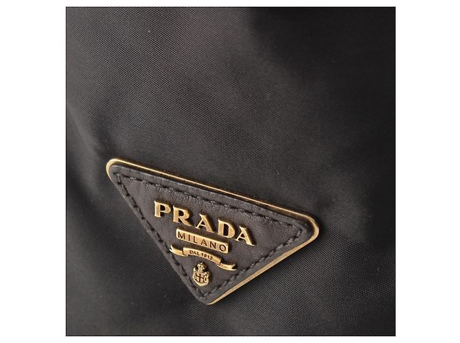 Borsa Satchel Prada in Tessuto Canapa Nera con Logo Nero - vista 9