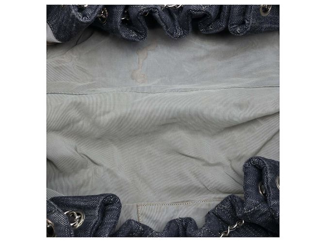 Borsa Tote Chanel Blue Extra Large Quilted Denim Stretch Spirit Blu navy - vista 4
