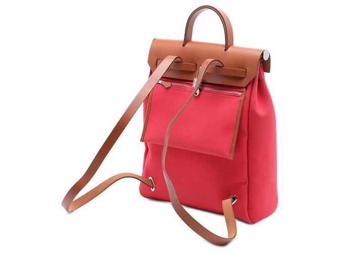 Zaino Hermès Red Toile Herbag A Dos Zip Retourne Rosso - vista 2