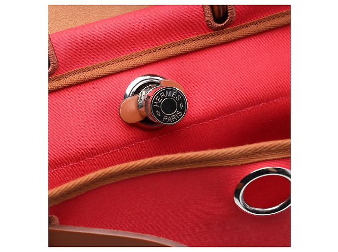 Zaino Hermès Red Toile Herbag A Dos Zip Retourne Rosso - vista 5