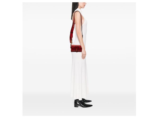 Mini Bolsa Saddle D Bee em couro vermelho Dior Bordeaux - vista 6