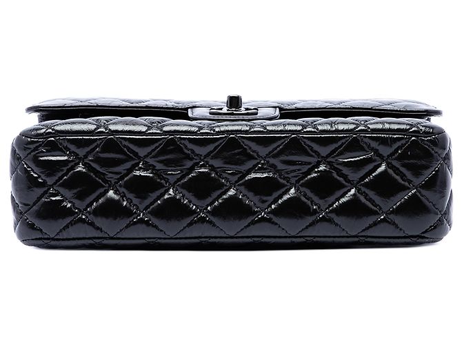 Chanel Black Medium Classic Shiny Crumpled Calfskin So Black Double Flap - view 3