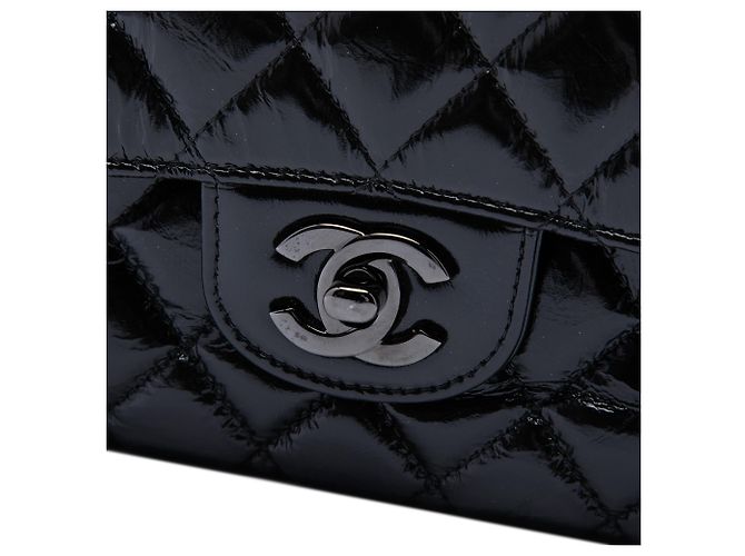 Chanel Black Medium Classic Shiny Crumpled Calfskin So Black Double Flap - view 5