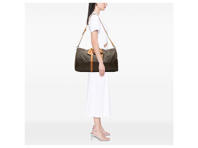 Louis Vuitton Brown Monogram Keepall Bandouliere 55 Marrone - vista 6