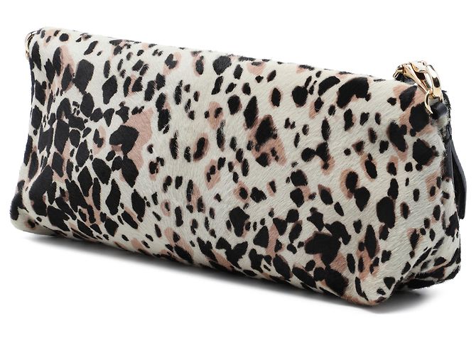 Clutch Burberry em pelo de bezerro com estampa de leopardo branco e aba com alça Fora de branco - vista 2