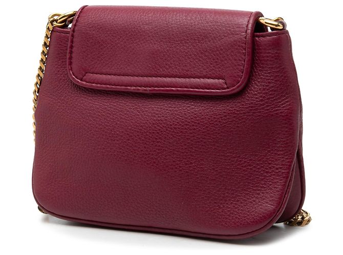 Gucci 1973 Piccola Borsa a Tracolla in Vitello Rosso con Catena Bordò - vista 2