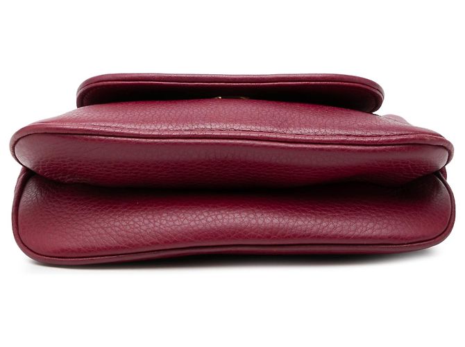 Gucci 1973 Piccola Borsa a Tracolla in Vitello Rosso con Catena Bordò - vista 3