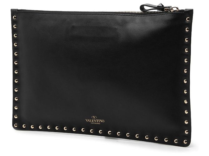 Clutch Rockstud in pelle nera Valentino Nero - vista 2