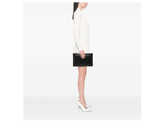 Clutch Rockstud in pelle nera Valentino Nero - vista 6