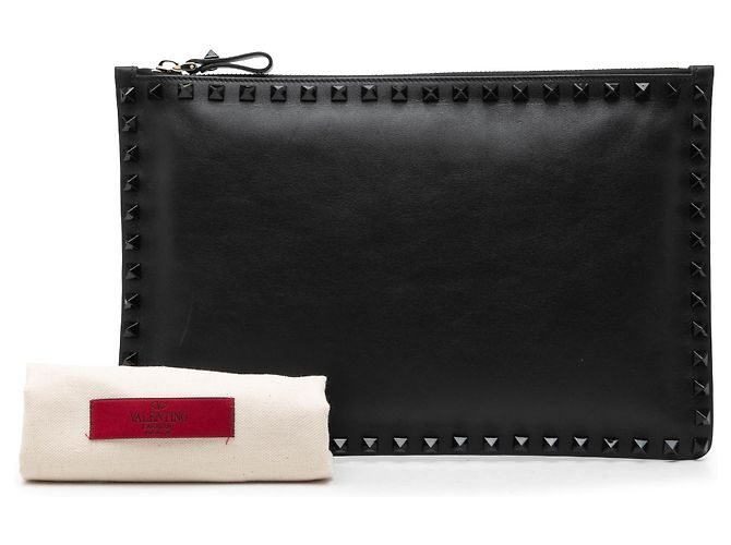 Clutch Rockstud in pelle nera Valentino Nero - vista 7