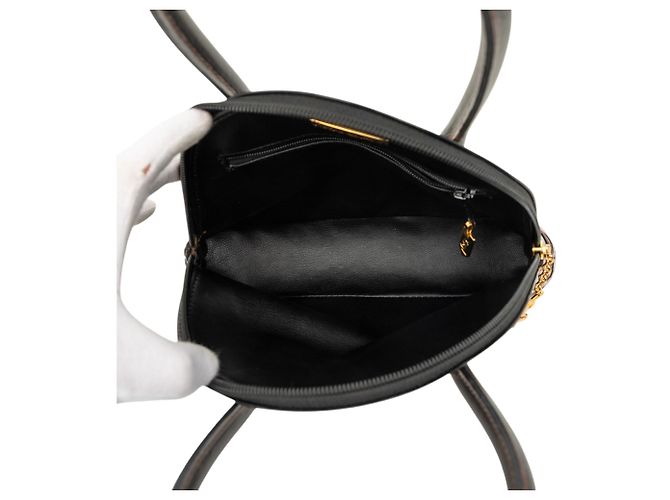 Saint Laurent Satchel aus schwarzem Leder mit Y-Ausschnitt - Ansicht 4