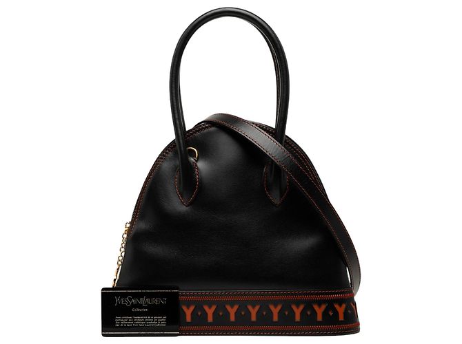 Saint Laurent Satchel aus schwarzem Leder mit Y-Ausschnitt - Ansicht 7