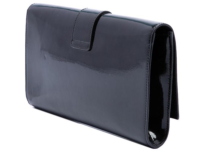 Clutch Saint Laurent Chyc Ligne in vernice nera Nero - vista 2