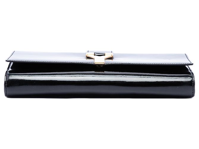 Clutch Saint Laurent Chyc Ligne in vernice nera Nero - vista 3