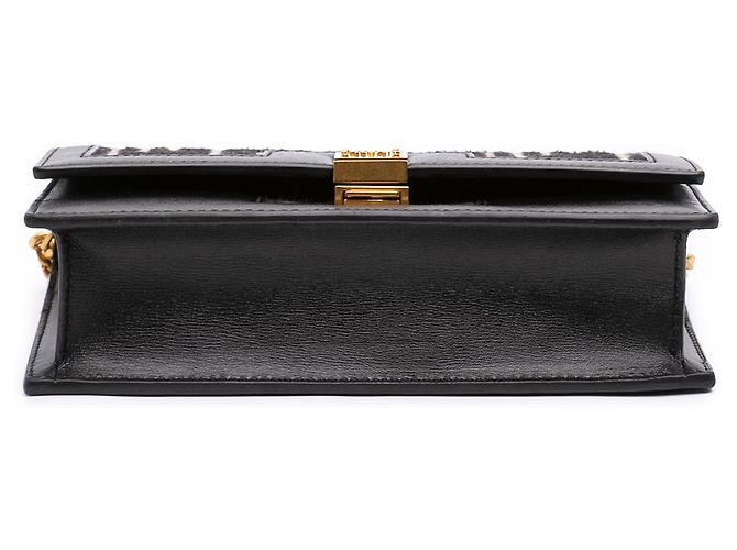 Balmain 1945 Heritage Crossbody aus schwarzem Monogramm-Jacquard mit Lederbesatz - Ansicht 3