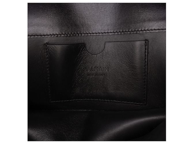 Balmain 1945 Heritage Crossbody aus schwarzem Monogramm-Jacquard mit Lederbesatz - Ansicht 5