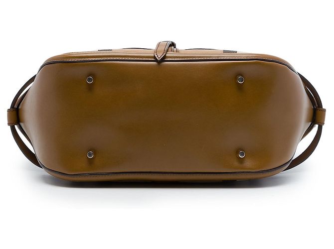 Borsa Burberry Brown Medium House Check Canvas Bridle Owl Orchard Marrone Marrone chiaro - vista 3
