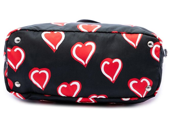 Borsa Satchel Prada in Tessuto Stampato Nera Nero - vista 3