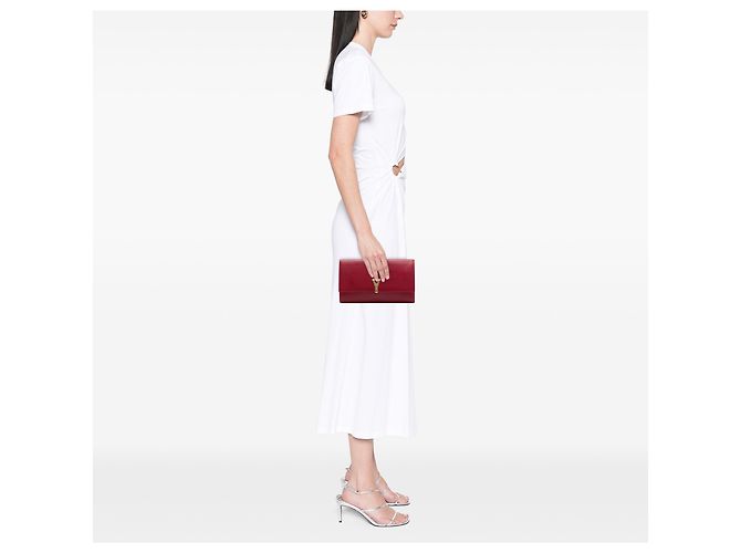 Clutch Saint Laurent Chyc Ligne in pelle testurizzata rossa Rosso - vista 6