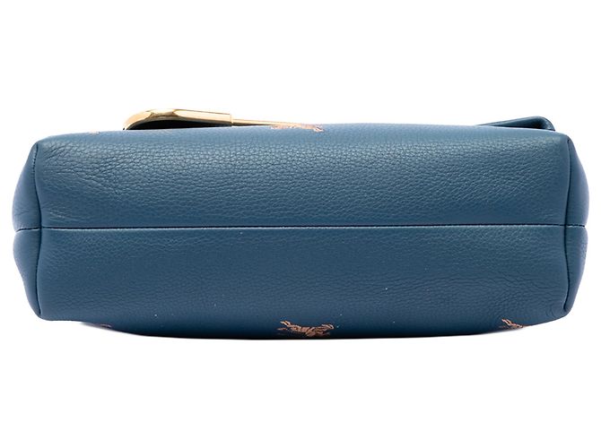 Clutch a patta Burberry Blue Medium in pelle con ricamo Equestrian Knight e spilla di sicurezza Blu scuro - vista 3