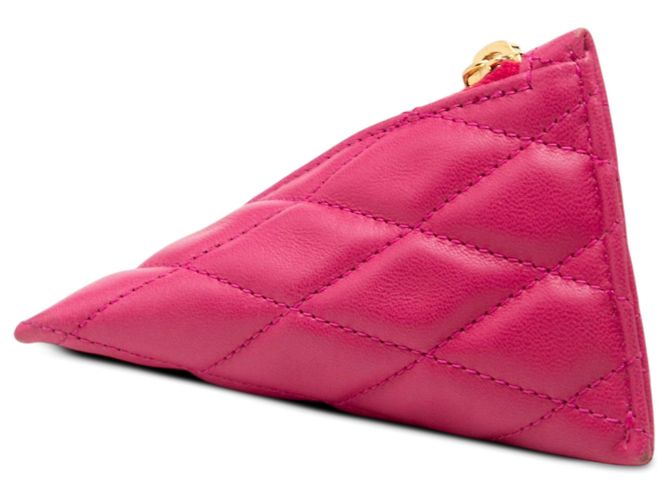 Monedero Saint Laurent Berlingo Charm de piel de cordero acolchada rosa - vista 2