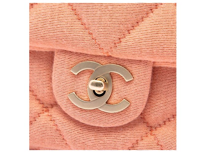 Chanel Pink CC Quilted Jersey East West Flap Rosa - vista 5