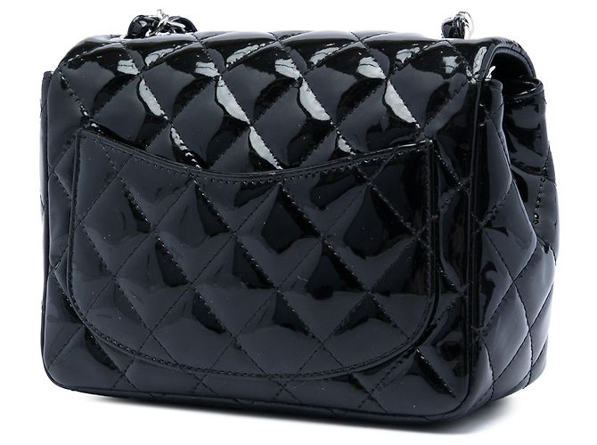 Chanel Black Mini Square Classic Patent Single Flap Nero - vista 2