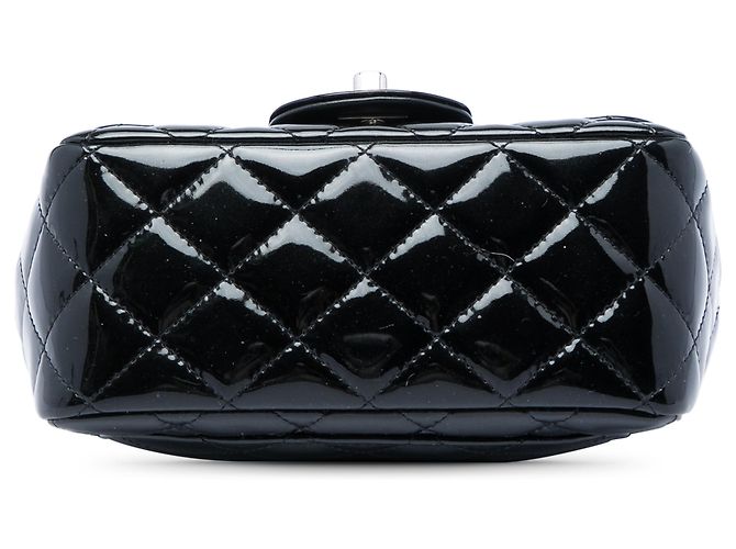 Chanel Black Mini Square Classic Patent Single Flap Nero - vista 3